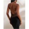imageMakeMeChic Womens Sparkly Sequin Tops Cowl Neck Halter Top Crochet Blackless Rave Going Out TopsMocha Brown
