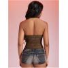 imageMakeMeChic Womens Sparkly Sequin Tops Cowl Neck Halter Top Crochet Blackless Rave Going Out TopsUpgraded V Neck Brwon