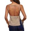 imageMakeMeChic Womens Going Out Open Back Tops Spaghetti Strap Office Work Vest TopsKhaki