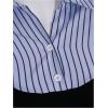 imageMakeMeChic Womens Fall Striped Blouse Short Sleeve 2 in 1 Collared Shirt Work Tops Teacher OutfitsBlack B