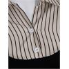 imageMakeMeChic Womens Fall Striped Blouse Short Sleeve 2 in 1 Collared Shirt Work Tops Teacher OutfitsBlack D