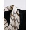 imageMakeMeChic Womens Fall Striped Blouse Short Sleeve 2 in 1 Collared Shirt Work Tops Teacher OutfitsBlack D
