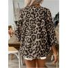 imageMakeMeChic Womens Leopard Print Tops V Neck 34 Sleeve Cheetah Print Blouse Shirt Casual TopCoffee Brown