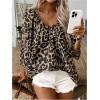 imageMakeMeChic Womens Leopard Print Tops V Neck 34 Sleeve Cheetah Print Blouse Shirt Casual TopCoffee Brown