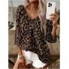 imageMakeMeChic Womens Leopard Print Tops V Neck 34 Sleeve Cheetah Print Blouse Shirt Casual TopMulticolor