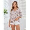 imageMakeMeChic Womens Leopard Print Tops V Neck 34 Sleeve Cheetah Print Blouse Shirt Casual TopMulticolor B