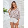 imageMakeMeChic Womens Leopard Print Tops V Neck 34 Sleeve Cheetah Print Blouse Shirt Casual TopMulticolor B