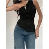 imageMakeMeChic Womens Off The Shoulder Asymmetrical Tops Going Out Dressy Shirt TopsBlack