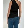 imageMakeMeChic Womens Off The Shoulder Asymmetrical Tops Going Out Dressy Shirt TopsBlack