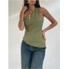imageMakeMeChic Womens Off The Shoulder Asymmetrical Tops Going Out Dressy Shirt TopsGreen