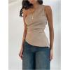 imageMakeMeChic Womens Off The Shoulder Asymmetrical Tops Going Out Dressy Shirt TopsKhaki