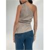 imageMakeMeChic Womens Off The Shoulder Asymmetrical Tops Going Out Dressy Shirt TopsKhaki