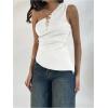 imageMakeMeChic Womens Off The Shoulder Asymmetrical Tops Going Out Dressy Shirt TopsWhite