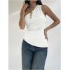 imageMakeMeChic Womens Off The Shoulder Asymmetrical Tops Going Out Dressy Shirt TopsWhite