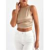 imageMakeMeChic Womens Party Crop Tops Satin Tie Back Ruched Boat Neck Sparkle Silk Tank Tops ShirtsChampagne