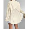 imageMakeMeChic Womens Pleated Wrap Long Sleeve Collar Button Down Shirts Casual Blouse TopsApricot