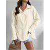 imageMakeMeChic Womens Pleated Wrap Long Sleeve Collar Button Down Shirts Casual Blouse TopsApricot