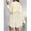 imageMakeMeChic Womens Pleated Wrap Long Sleeve Collar Button Down Shirts Casual Blouse TopsApricot