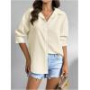 imageMakeMeChic Womens Pleated Wrap Long Sleeve Collar Button Down Shirts Casual Blouse TopsApricot
