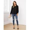 imageMakeMeChic Womens Pleated Wrap Long Sleeve Collar Button Down Shirts Casual Blouse TopsBlack