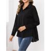 imageMakeMeChic Womens Pleated Wrap Long Sleeve Collar Button Down Shirts Casual Blouse TopsBlack