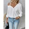 imageMakeMeChic Womens Summer Asymmetrical Tops Button Down Shirt Long Sleeve Loose Office BlouseWhite