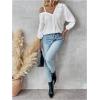 imageMakeMeChic Womens Summer Asymmetrical Tops Button Down Shirt Long Sleeve Loose Office BlouseWhite