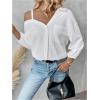 imageMakeMeChic Womens Summer Asymmetrical Tops Button Down Shirt Long Sleeve Loose Office BlouseWhite