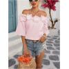 imageMakeMeChic Womens Summer Floral Tops 3D Off The Shoulder Blouse Half Sleeve Shirt BlousePink
