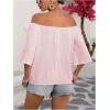 imageMakeMeChic Womens Summer Floral Tops 3D Off The Shoulder Blouse Half Sleeve Shirt BlousePink