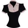imageMakeMeChic Womens Fall Striped Blouse Short Sleeve 2 in 1 Collared Shirt Work Tops Teacher OutfitsDusty Pink