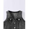 imageMakeMeChic Girls Y2K Two Piece Cute Outfits Denim Jeans Sleeveless Button Down Vest and Pleated Mini Skirt Set 812 YearsBlack