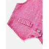 imageMakeMeChic Girls Y2K Two Piece Cute Outfits Denim Jeans Sleeveless Button Down Vest and Pleated Mini Skirt Set 812 YearsPink