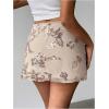 imageMakeMeChic Womens Sequin Skirt Summer Floral Mesh Glitter Sparkly Mini SkirtApricot