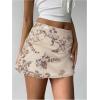 imageMakeMeChic Womens Sequin Skirt Summer Floral Mesh Glitter Sparkly Mini SkirtApricot
