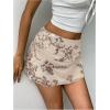 imageMakeMeChic Womens Sequin Skirt Summer Floral Mesh Glitter Sparkly Mini SkirtApricot