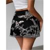 imageMakeMeChic Womens Sequin Skirt Summer Floral Mesh Glitter Sparkly Mini SkirtBlack