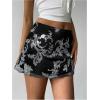 imageMakeMeChic Womens Sequin Skirt Summer Floral Mesh Glitter Sparkly Mini SkirtBlack