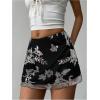 imageMakeMeChic Womens Sequin Skirt Summer Floral Mesh Glitter Sparkly Mini SkirtBlack