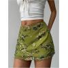 imageMakeMeChic Womens Sequin Skirt Summer Floral Mesh Glitter Sparkly Mini SkirtGreen