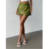 imageMakeMeChic Womens Sequin Skirt Summer Floral Mesh Glitter Sparkly Mini SkirtGreen