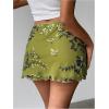 imageMakeMeChic Womens Sequin Skirt Summer Floral Mesh Glitter Sparkly Mini SkirtGreen