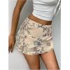 imageMakeMeChic Womens Sequin Skirt Summer Floral Mesh Glitter Sparkly Mini SkirtMulti Apricot