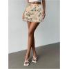imageMakeMeChic Womens Sequin Skirt Summer Floral Mesh Glitter Sparkly Mini SkirtMulti Apricot