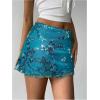 imageMakeMeChic Womens Sequin Skirt Summer Floral Mesh Glitter Sparkly Mini SkirtTeal Blue