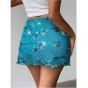 imageMakeMeChic Womens Sequin Skirt Summer Floral Mesh Glitter Sparkly Mini SkirtTeal Blue