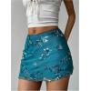 imageMakeMeChic Womens Sequin Skirt Summer Floral Mesh Glitter Sparkly Mini SkirtTeal Blue
