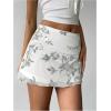 imageMakeMeChic Womens Sequin Skirt Summer Floral Mesh Glitter Sparkly Mini SkirtWhite