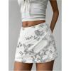 imageMakeMeChic Womens Sequin Skirt Summer Floral Mesh Glitter Sparkly Mini SkirtWhite