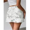 imageMakeMeChic Womens Sequin Skirt Summer Floral Mesh Glitter Sparkly Mini SkirtWhite